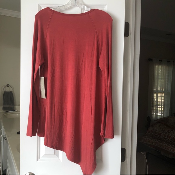 NWT Joan Vass Size L Rust Asymmetrical Tunic Top - Picture 8 of 9